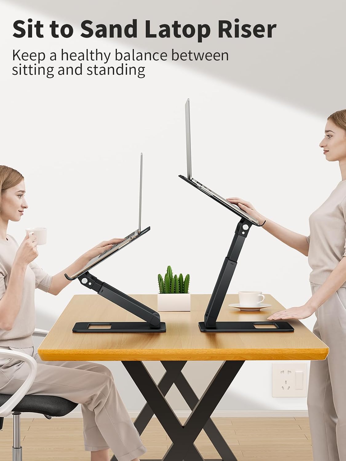 Laptop Stand for Desk Adjustable Height, Telescopic Computer Stand with Pull Out Design Ergonomic Laptop Riser Fits All Laptops 10-17"-Gray