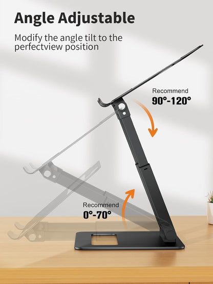 Laptop Stand for Desk Adjustable Height, Telescopic Computer Stand with Pull Out Design Ergonomic Laptop Riser Fits All Laptops 10-17"-Gray