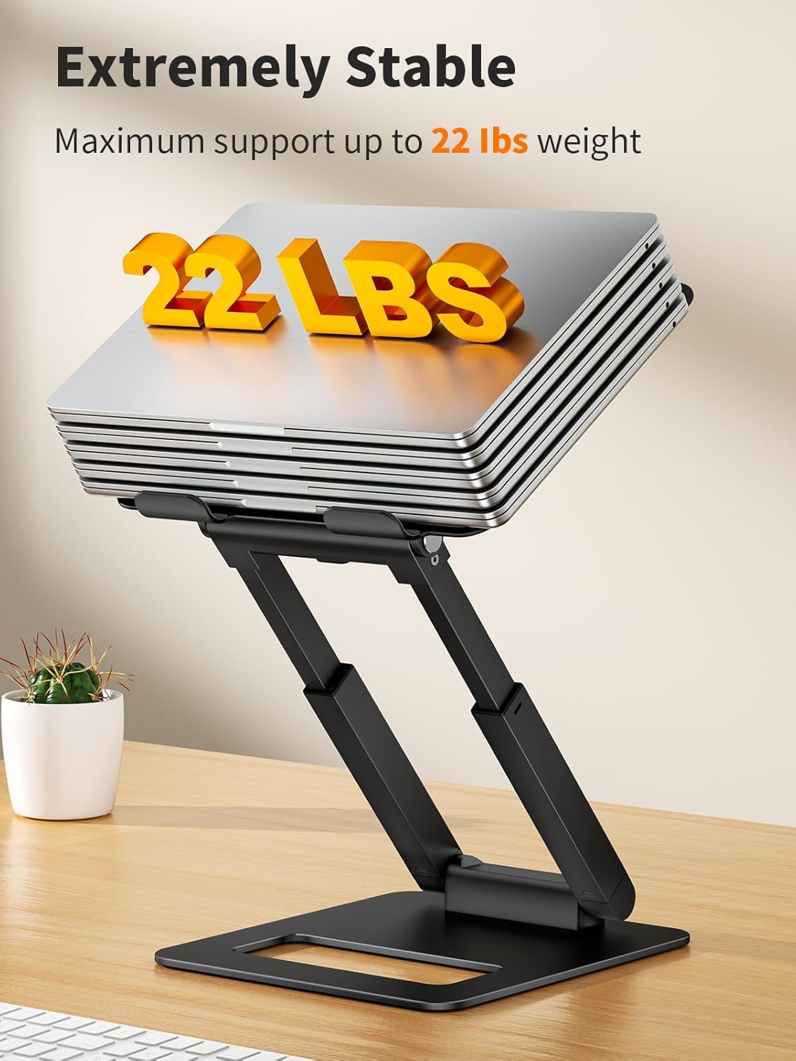 Laptop Stand for Desk Adjustable Height, Telescopic Computer Stand with Pull Out Design Ergonomic Laptop Riser Fits All Laptops 10-17"-Gray