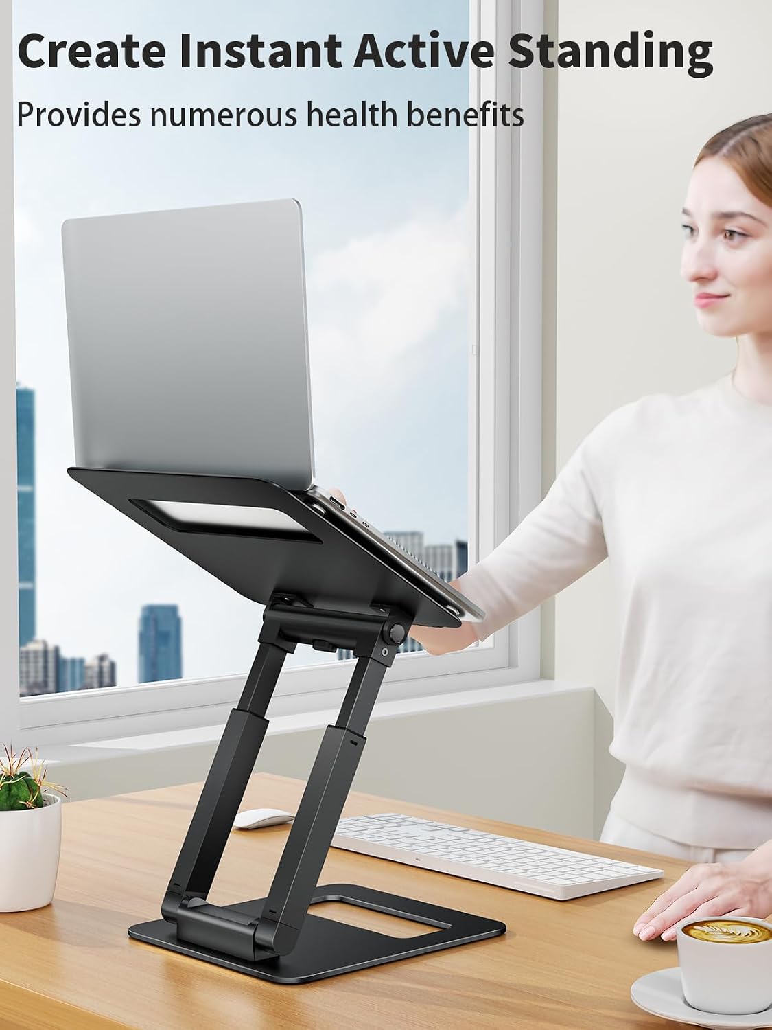 Laptop Stand for Desk Adjustable Height, Telescopic Computer Stand with Pull Out Design Ergonomic Laptop Riser Fits All Laptops 10-17"-Gray