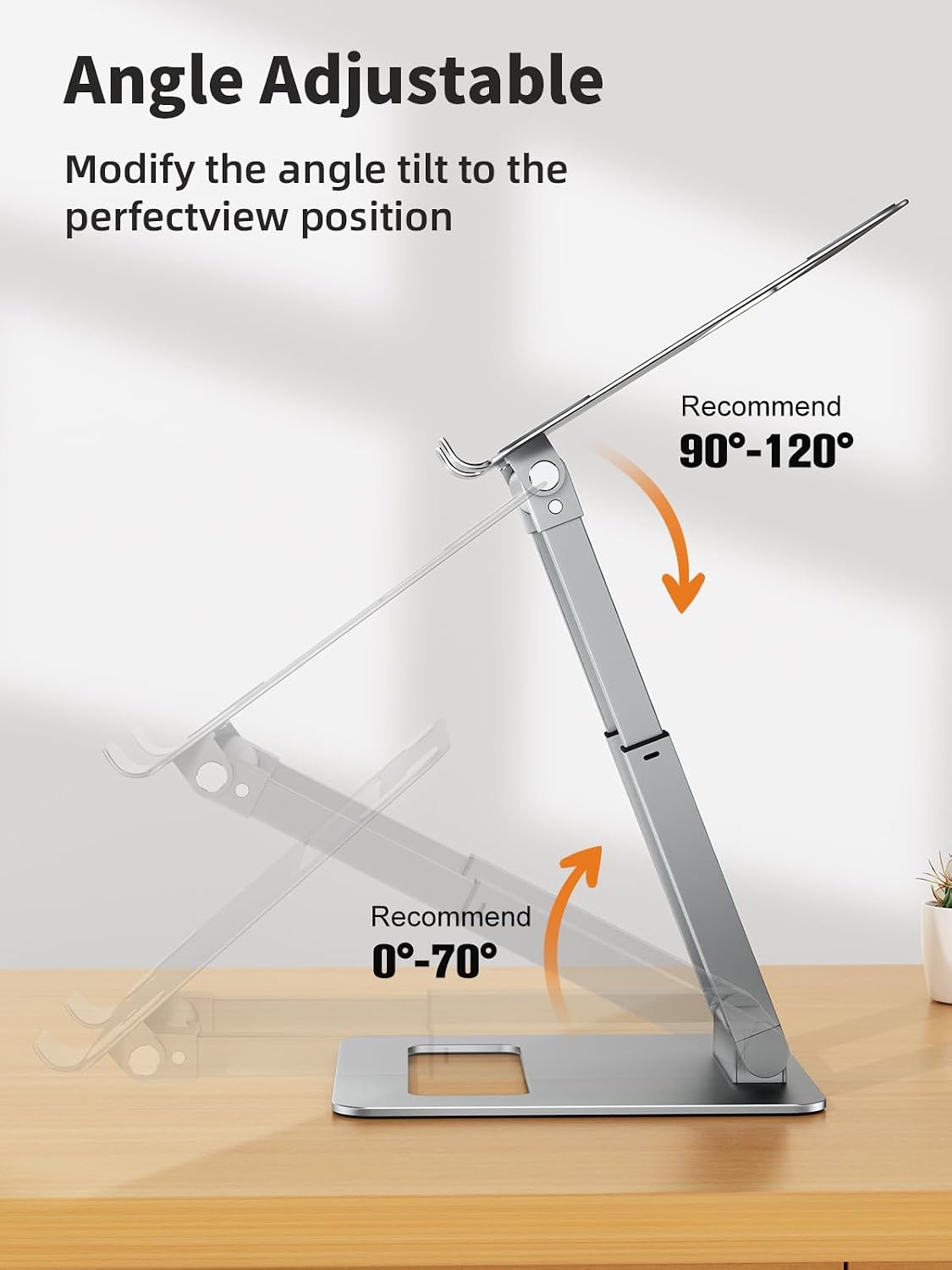 Laptop Stand for Desk Adjustable Height, Telescopic Computer Stand with Pull Out Design Ergonomic Laptop Riser Fits All Laptops 10-17"-Gray
