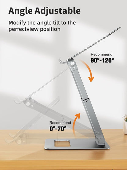 Laptop Stand for Desk Adjustable Height, Telescopic Computer Stand with Pull Out Design Ergonomic Laptop Riser Fits All Laptops 10-17"-Gray