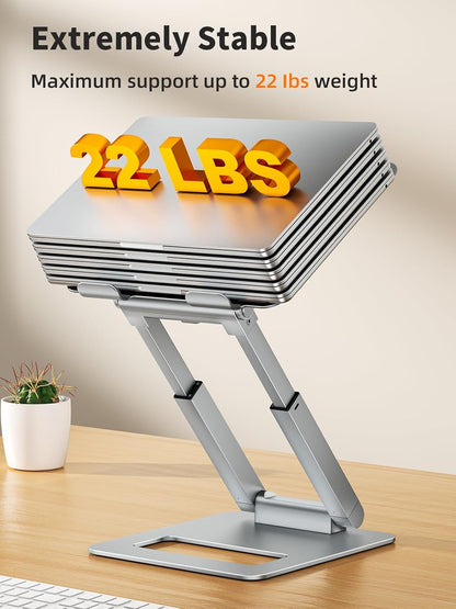 Laptop Stand for Desk Adjustable Height, Telescopic Computer Stand with Pull Out Design Ergonomic Laptop Riser Fits All Laptops 10-17"-Gray