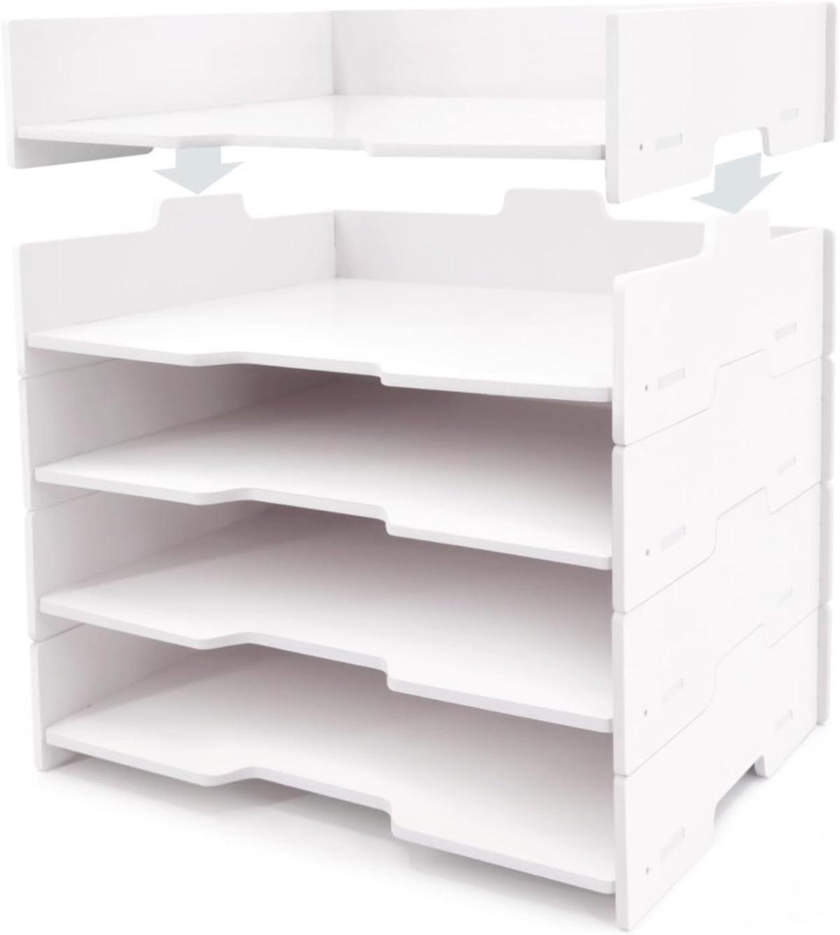 5-Tier Stackable Paper Tray - File Organizer for Desk, Paper Sorter, Desktop Letter Trays, Workspace Desk Organizer Trays for Home Office School