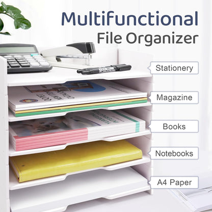 5-Tier Stackable Paper Tray - File Organizer for Desk, Paper Sorter, Desktop Letter Trays, Workspace Desk Organizer Trays for Home Office School