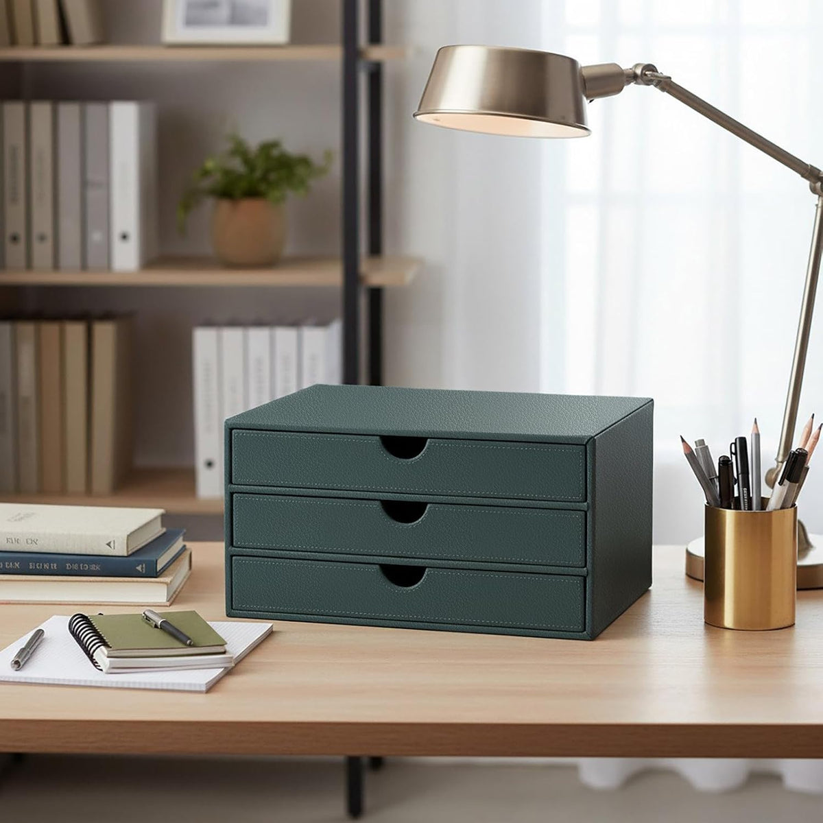 Document Organizer, 3-Drawer File Cabinet Document Storage Box, Office Desktop Filing Organizer, Dark Ivy