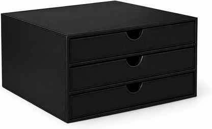 Document Organizer, 3-Drawer File Cabinet Document Storage Box, Office Desktop Filing Organizer, Dark Ivy
