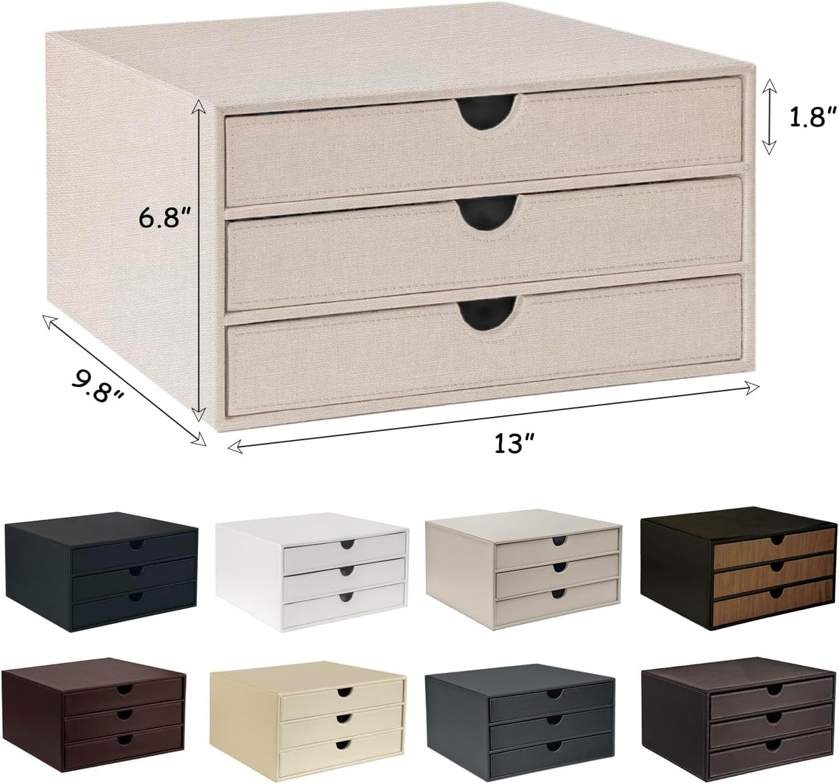 Document Organizer, 3-Drawer File Cabinet Document Storage Box, Office Desktop Filing Organizer, Dark Ivy