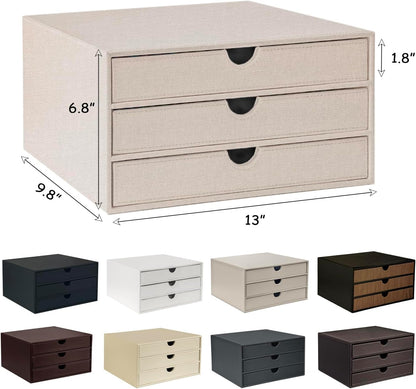 Document Organizer, 3-Drawer File Cabinet Document Storage Box, Office Desktop Filing Organizer, Dark Ivy