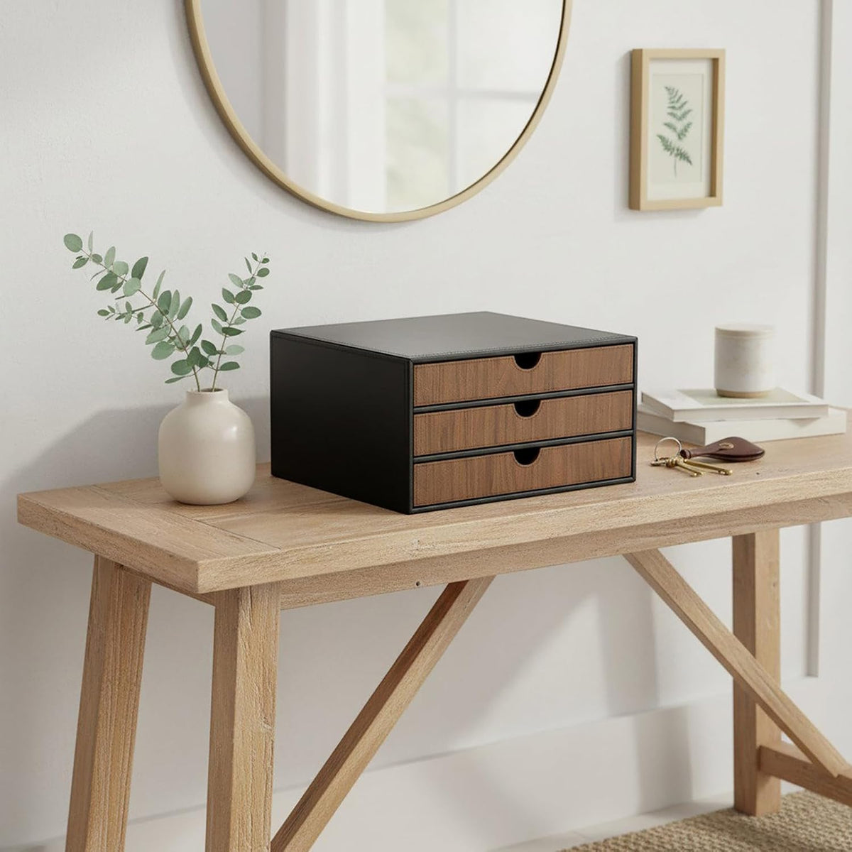 Document Organizer, 3-Drawer File Cabinet Document Storage Box, Office Desktop Filing Organizer, Dark Ivy