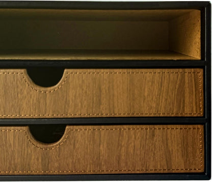 Document Organizer, 3-Drawer File Cabinet Document Storage Box, Office Desktop Filing Organizer, Dark Ivy