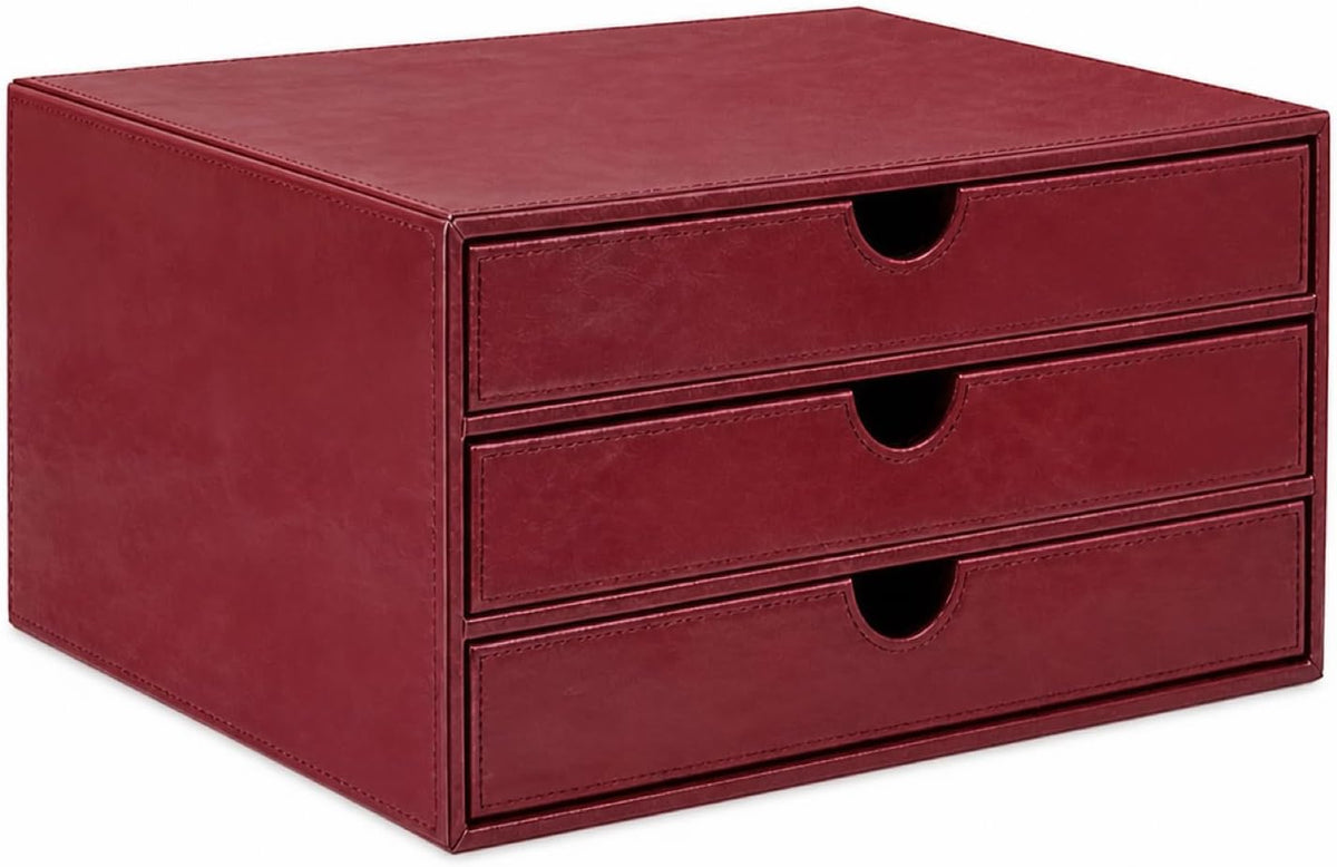 Document Organizer, 3-Drawer File Cabinet Document Storage Box, Office Desktop Filing Organizer, Dark Ivy