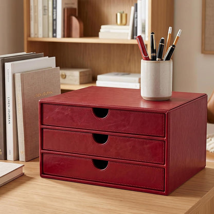 Document Organizer, 3-Drawer File Cabinet Document Storage Box, Office Desktop Filing Organizer, Dark Ivy