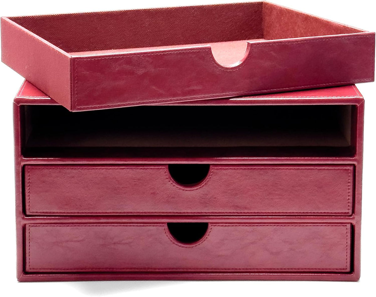 Document Organizer, 3-Drawer File Cabinet Document Storage Box, Office Desktop Filing Organizer, Dark Ivy