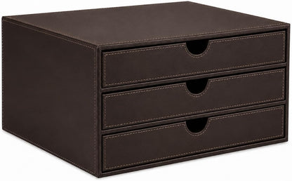Document Organizer, 3-Drawer File Cabinet Document Storage Box, Office Desktop Filing Organizer, Dark Ivy