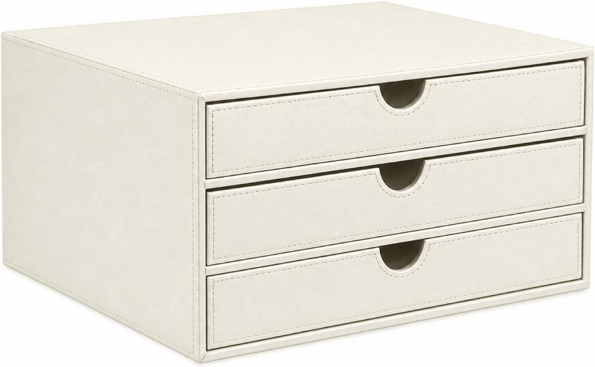 Document Organizer, 3-Drawer File Cabinet Document Storage Box, Office Desktop Filing Organizer, Dark Ivy