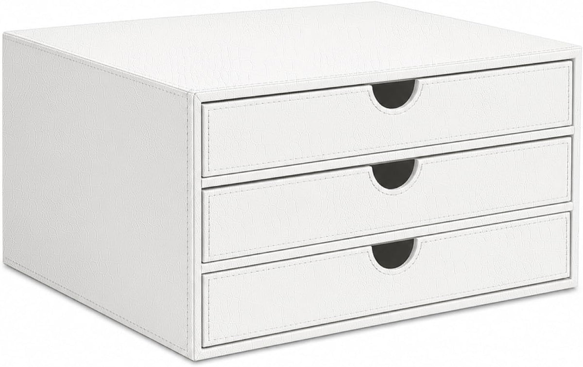 Document Organizer, 3-Drawer File Cabinet Document Storage Box, Office Desktop Filing Organizer, Dark Ivy