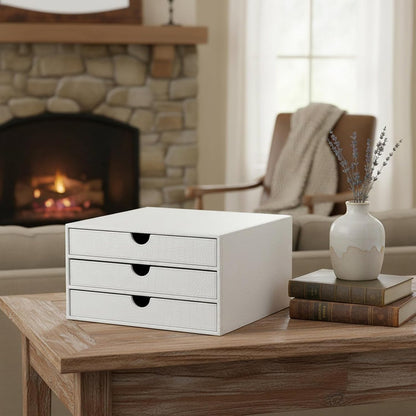 Document Organizer, 3-Drawer File Cabinet Document Storage Box, Office Desktop Filing Organizer, Dark Ivy