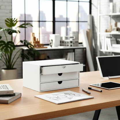 Document Organizer, 3-Drawer File Cabinet Document Storage Box, Office Desktop Filing Organizer, Dark Ivy