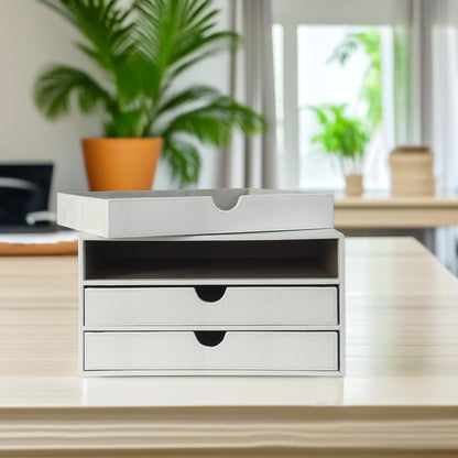Document Organizer, 3-Drawer File Cabinet Document Storage Box, Office Desktop Filing Organizer, Dark Ivy