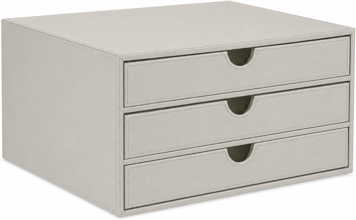 Document Organizer, 3-Drawer File Cabinet Document Storage Box, Office Desktop Filing Organizer, Dark Ivy