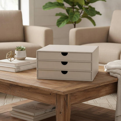 Document Organizer, 3-Drawer File Cabinet Document Storage Box, Office Desktop Filing Organizer, Dark Ivy