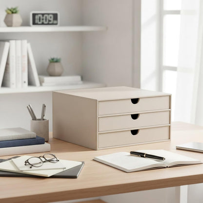 Document Organizer, 3-Drawer File Cabinet Document Storage Box, Office Desktop Filing Organizer, Dark Ivy