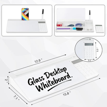 Glass Desktop Whiteboard, Calculator White