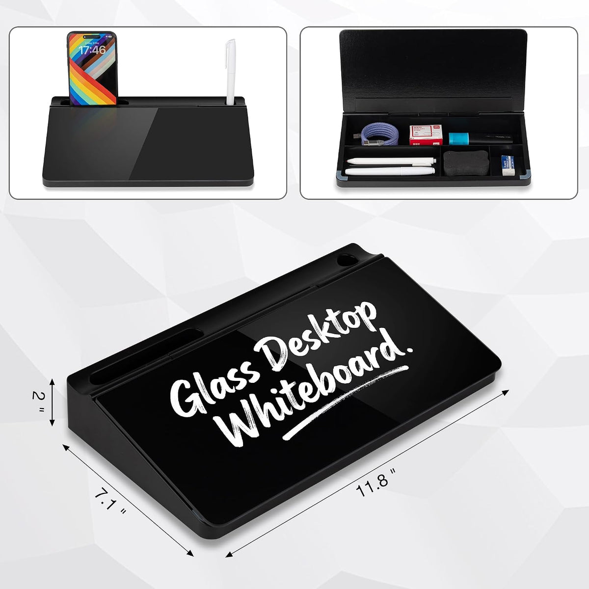 Glass Desktop Whiteboard, Calculator White