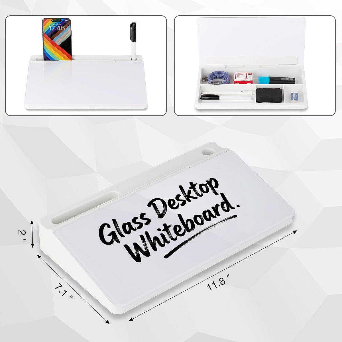 Glass Desktop Whiteboard, Calculator White