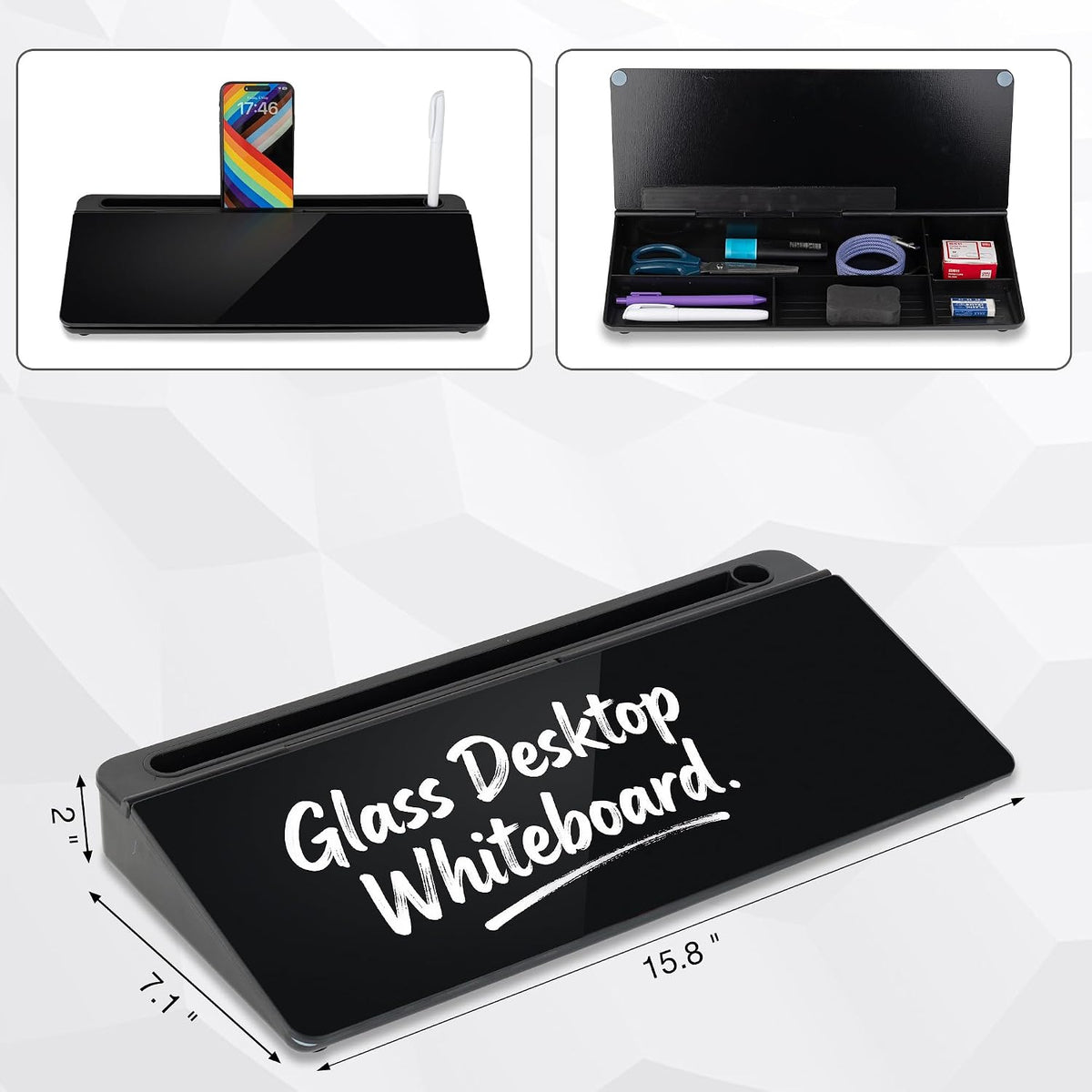 Glass Desktop Whiteboard, Calculator White