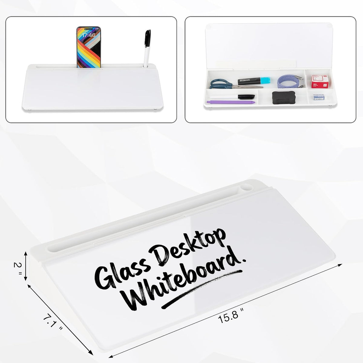 Glass Desktop Whiteboard, Calculator White