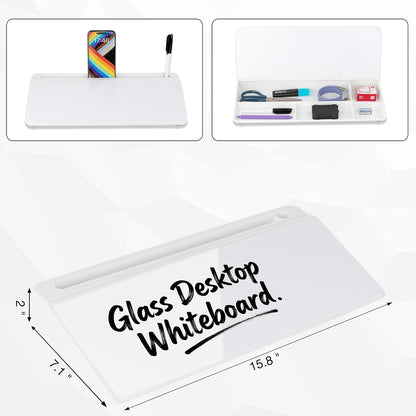 Glass Desktop Whiteboard, Calculator White