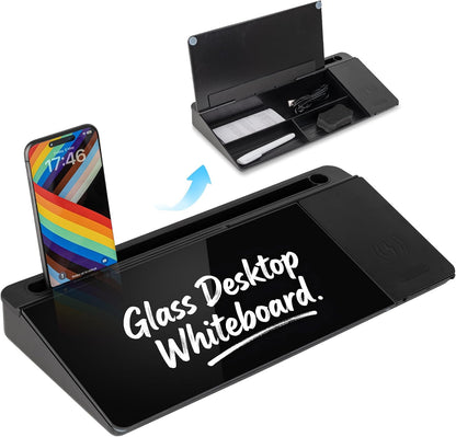 Glass Desktop Whiteboard, Calculator White