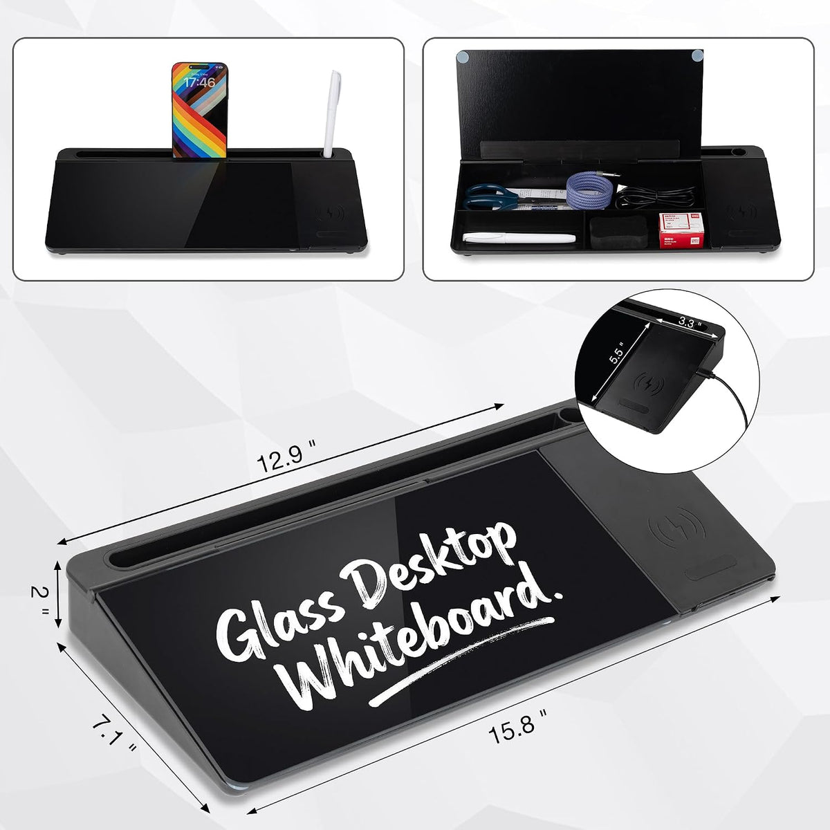 Glass Desktop Whiteboard, Calculator White