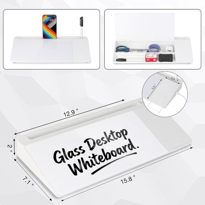 Glass Desktop Whiteboard, Calculator White