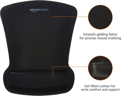 Ergonomic Mouse Pad with Wrist Support for Pain Relief, Gel-Filled Cushion, Non-Slip Rubber Grip Base, 10.1 x 8.1 Inches, Black