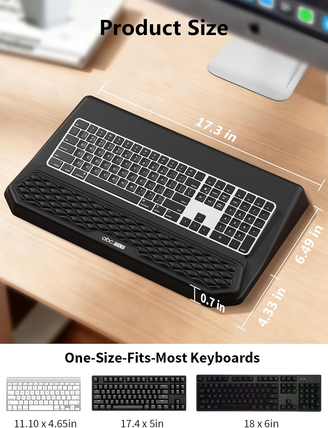 2-in-1 Ergonomic Keyboard Stand with Wrist Rest, Black