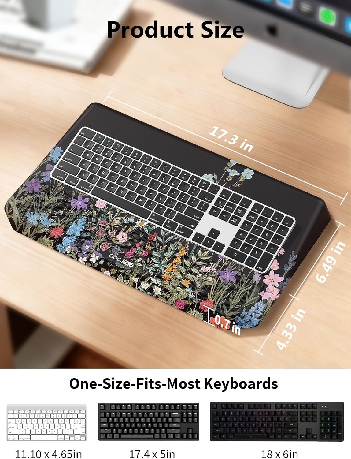 2-in-1 Ergonomic Keyboard Stand with Wrist Rest, Black