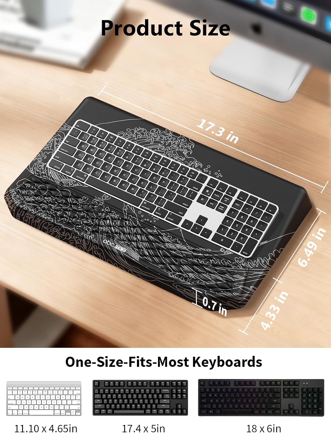 2-in-1 Ergonomic Keyboard Stand with Wrist Rest, Black