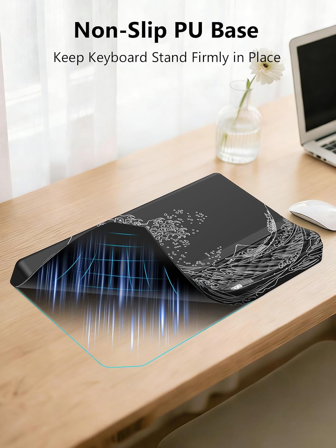 2-in-1 Ergonomic Keyboard Stand with Wrist Rest, Black