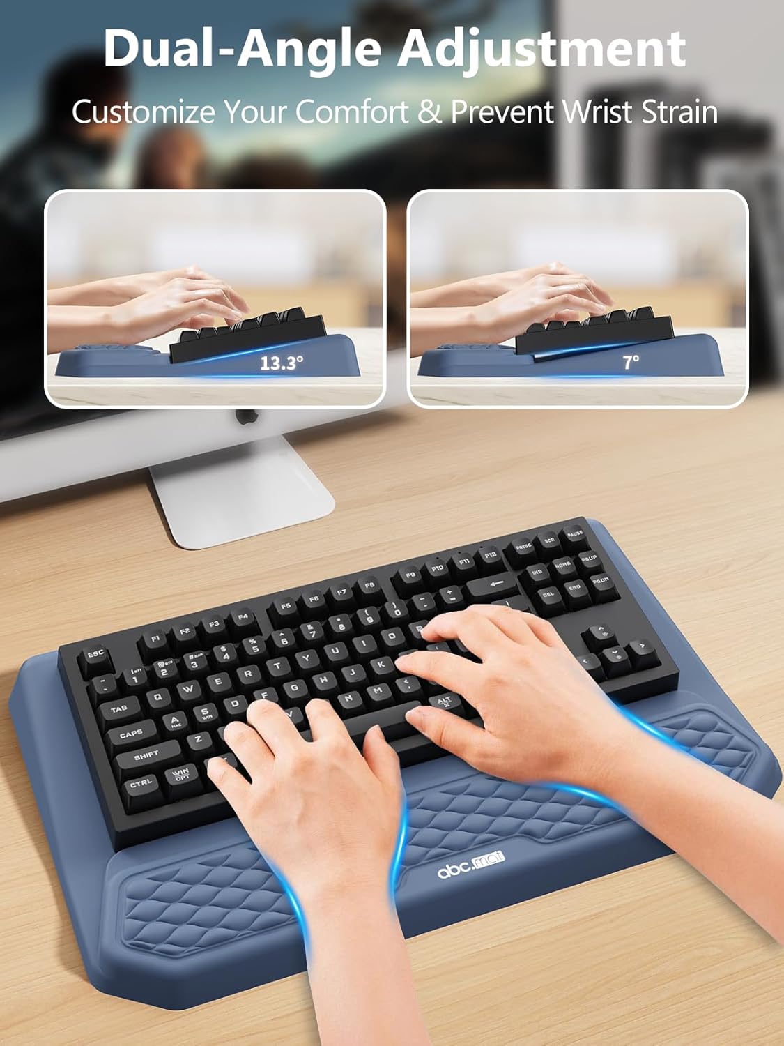 2-in-1 Ergonomic Keyboard Stand with Wrist Rest, Black