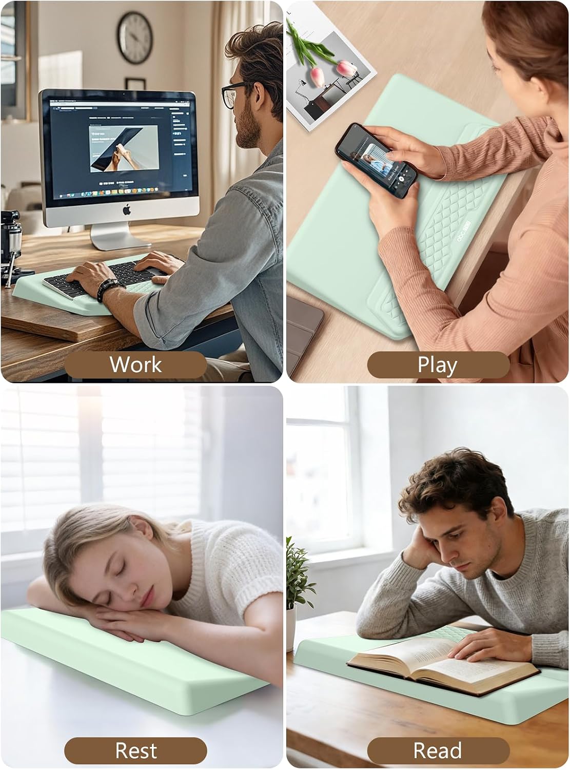 2-in-1 Ergonomic Keyboard Stand with Wrist Rest, Black