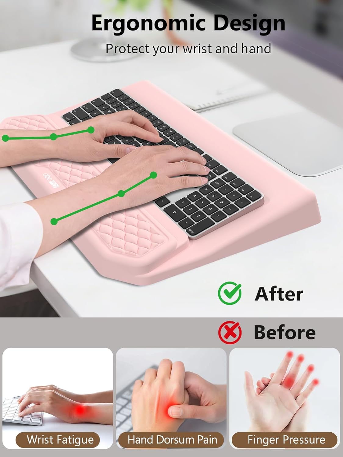 2-in-1 Ergonomic Keyboard Stand with Wrist Rest, Black