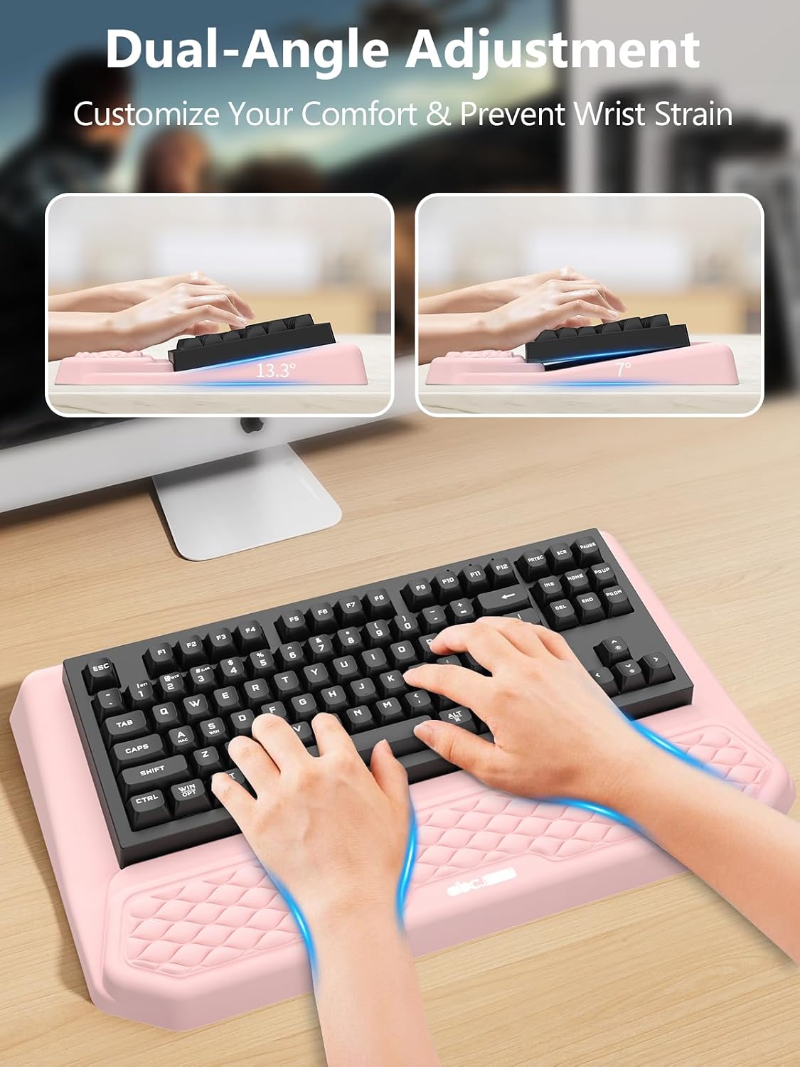 2-in-1 Ergonomic Keyboard Stand with Wrist Rest, Black