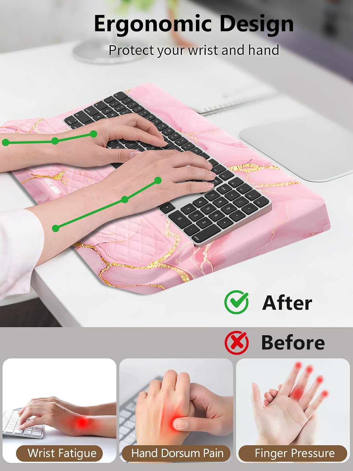 2-in-1 Ergonomic Keyboard Stand with Wrist Rest, Black