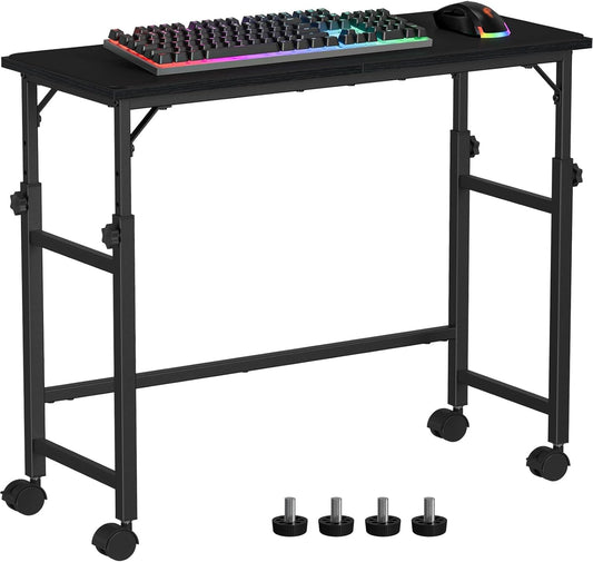 Mobile Keyboard Tray with Mouse Pad, Height Adjustment 21.6"-31.1", Keyboard Standing Desk, Rolling Under-Desk Extender with Lockable Casters, Desk Accessories for Home Office, Black