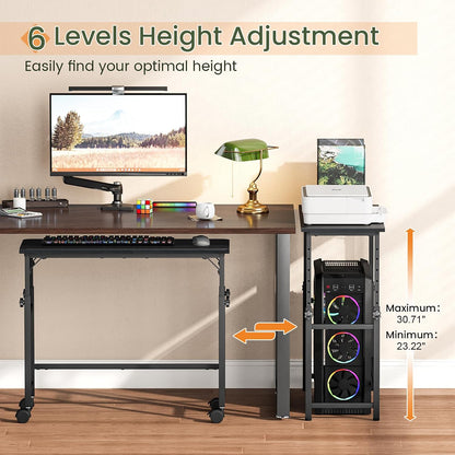 Mobile Keyboard Tray with Mouse Pad, Height Adjustment 21.6"-31.1", Keyboard Standing Desk, Rolling Under-Desk Extender with Lockable Casters, Desk Accessories for Home Office, Black