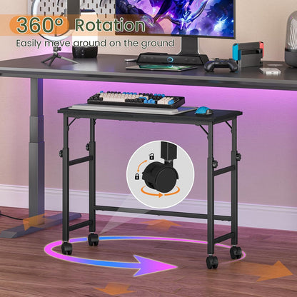 Mobile Keyboard Tray with Mouse Pad, Height Adjustment 21.6"-31.1", Keyboard Standing Desk, Rolling Under-Desk Extender with Lockable Casters, Desk Accessories for Home Office, Black