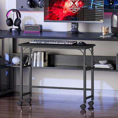 Mobile Keyboard Tray with Mouse Pad, Height Adjustment 21.6"-31.1", Keyboard Standing Desk, Rolling Under-Desk Extender with Lockable Casters, Desk Accessories for Home Office, Black